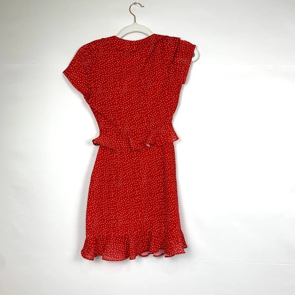 NWT Superdown Mercy Short Sleeve Polka Dot Red White Cutout Mini Dress XXS - Picture 6 of 7